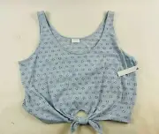 ABOUND Crop Tank Top Women's Size Extra Large Blue Floral Tie-Front NWT