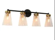 LNC LIGHT Deferoiry 4-Light Vanity Light Matte Black and Plating Brass A04489