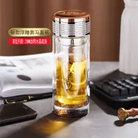 在飛比找樂天市場購物網優惠-水杯 經文杯子 佛經杯 大容量玻璃杯 雙層透明男杯 子家用女