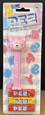 PEZ *It’s A Girl Pink Panda Bear* Candy Dispenser NEW Mint On Card