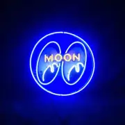 Moon And Eye Blue 17"x17" Neon Light Sign Classic Style Glass Bar Wall Open Lamp