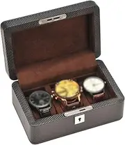 [ACLIC] Watch Case 3 Cells Watch Collection Display Box Vintage Style Watch Organizer PU Leather Watch Storage Box with Lock Watch Display Box