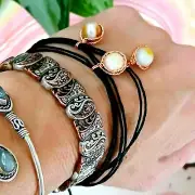 Adjustable Amazonite Gemstone Beaded Bracelet, Charm Boho Dainty Unisex