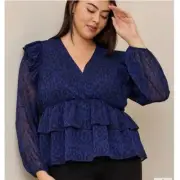 NEW Torrid Chiffon Ruffled Surplice Crop Top 3X Black Leopard