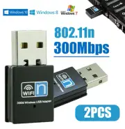 2x USB Wireless N WiFi Adapter Dongle Network LAN Card 802.11n 300Mbps Win10