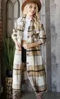 Boho Western Plaid Long Flannel Shacket Maxi Shirt Jacket Duster Coat L