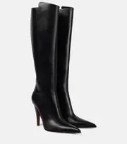 [McQueen] McQueen Birdee leather knee-high boots AU 6 black