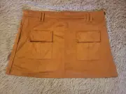New York And Company Faux Suede Brown Duel Pockets Mini Skirt Size 18 New Sf227