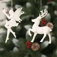 在飛比找ETMall東森購物網優惠-圣誕節裝飾品翅膀天使高跟鞋羽毛圣誕樹掛件白色可愛小鹿雪花吊飾