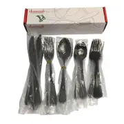 NEW Matte Black Silverware Set Satin Finish 20 Piece Stainless Steel Flatware