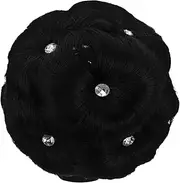SAFIGLE Synthetic Hair Bun Extension with Claw Clip Wavy Ponytail Chignon Hair Piece for Weddings Bridal Updos and Formal Events Elegant Rhinestone Design Multi Occasion Use Durable
