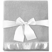 Thermal Waffle Baby Blanket with Satin Trim 36 x 50 – Soft Breathable Machine