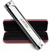 East top Tremolo Harmonica, C Key, 24 Holes, Brass Cover, Leather Case, Cleaning