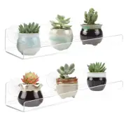 2 Pack Clear Acrylic Window Plant Stand 12 Inch Suction Cup Shelf Extender