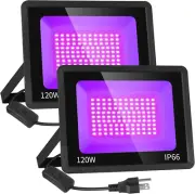 2 Pack 120W LED Black Light IP66 Waterproof Outdoor Blacklight Flood Light