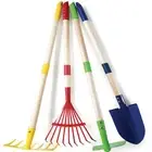 Garden Tool Set Toy 4-Piece - Shovel, Rake, Hoe, Leaf Rake, Wooden Gardening ...