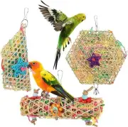 Bird Foraging Toy,3Pcs Bird Shredding Toys, Chewing Toys Parrot Cage Shredder