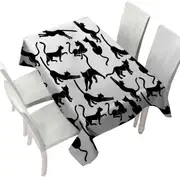 Black and White Cat Silhouettes Tablecloth
