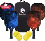 Pickleball Paddles Set 2 or 4 Fiberglass Racket Balls Cover Bag Indoor Outdoor