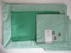 PLACEMATS & NAPKINS SET OF 4: SPRING GREEN W/GREEN & WHITE CHECKED BORDER