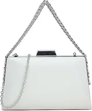 [UShopUK] Faux Leather Top Chain Handle Hard Case Bridal Prom Wedding Evening Clutch Party Hand Bag, White