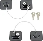 TECDW 2 PCS Fridge Lock,Cupboard Locks for Children with 2 Keys,Children Safety Refrigerator Lock,with Strong Adhesive Bbacking,Without Drilling,Safety Locks for Child for Window,Drawer,Door (Black)
