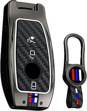 ontto luminous car key fob cover fit for Mercedes Benz A C E-Class E300 E400 E63 S-Class CLA GLA GLE GLC GLK AMG key holder Meatl Silicone Smart Shell case keyring keychain Accessories Black B