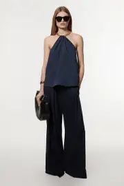 Tall Cotton Poplin Chain Halter Next Woven Shirt