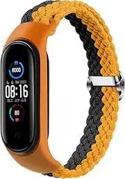 [SUPENG] Bracelet Compatible with Mi Band 6 7 Strap Elastic Adjustable Nylon Braided Solo Loop Miband 4 5 Correa Compatible with Xiaomi Mi Band 7 6 5 4 3 Strap (Color : Black Orange, Size : Mi Band 5 6 7)