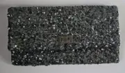 Dark Silver Gunmetal Charcoal Gray Sequin Clutch Purse Crabtree & Evelyn NWT