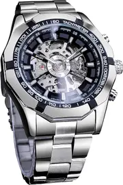 Forsining Mens Watches, Waterproof Steampunk Mechanical Sport Wrist Watch for Men Big Dial Design
