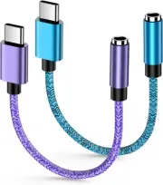 USB C Aux Audio Headphone Adapter for Samsung Galaxy S25 Ultra Blue Purple