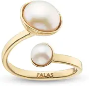[Palas Jewellery] Women's Aphrodite Double Pearl Ring, Off White, Medium