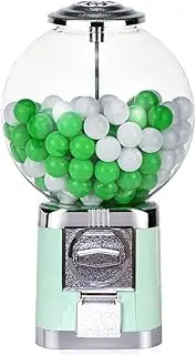 Bubble Gumball Dispenser Machine with 100 x 32mm Twisters, Ball Bulk Vending Machine, Classic Bubble Capsule Toys Candy Dispenser for Game Retail Stores Green