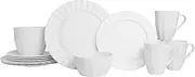 Everyday White by Fitz and Floyd Nevaeh Fluted 16 Piece Dinnerware Set, Service for 4