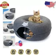 Meow Mansion Large Cat Cave Donut Bed & Tunnel - Cozy Play Space for Cats
