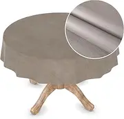 Oilcloth Tablecloth Washable Rectangular Oval Premium Textile Effect Embossing Garden Tablecloth Round 120 cm Cut Edge Beige Grey