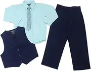 [Kenneth Cole] Reaction Boys 4-Piece Pants Suit Set, Navy/Mint