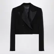 [Dolce & Gabbana] Spencer Black Wool Gabardine Tuxedo 42 IT Black