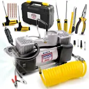 Air Pump and Tire Repair Kit – 12V DC Portable Air Compressor Tire Inflator with