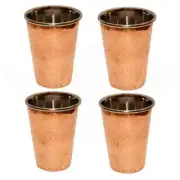 Copper and Steel Water Hammered Glass Tumbler Set of 4