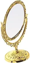 INOOMP European Vintage Oval Swivel Vanity Mirror Double Sided High Definition Makeup Mirror for Bedroom Dressing Table Decor Accessory with Intricate Details