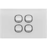 Doss ASW4 Acrylic Wall Plate 4 Gang Light Switch 2 Way On/Off 74 x 115mm White