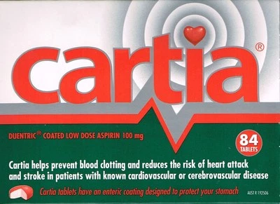 =>PRICE SMASH CARTIA 100MG ASPIRIN 84 ENTERIC COATED TABLETS