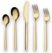 Berglander 20pcs Gold Flatware Set, 20 Pieces, Stainless Steel with Titanium Gold Plating, Gold
