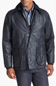 Barbour Bedale Waxed Cotton Jacket in Navy at Nordstrom, Size 44