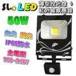 ღ勝利燈飾ღ LED 50W 戶外防水 薄型投光燈+紅外線感應器 投射燈 體積精小 台灣製造 IP66 保固一年