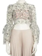 Silver Sequin Flared Sleeve Top