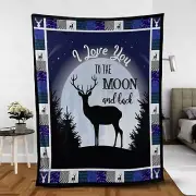 Deer Blanket, I Love You To The Moon And Back Fleece, Sherpa Blanket