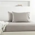 Luxe Bedding Bamboo Cotton 400TC Fitted Sheet & Pillowcase Combo Perla Grey